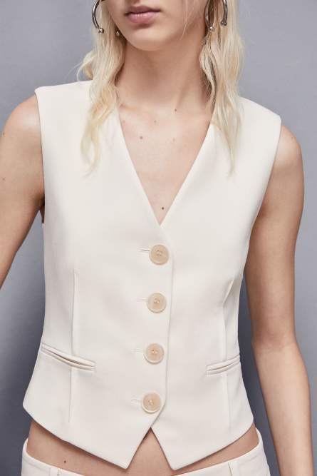 Stretch twill vest, Beige, Patrizia Pepe