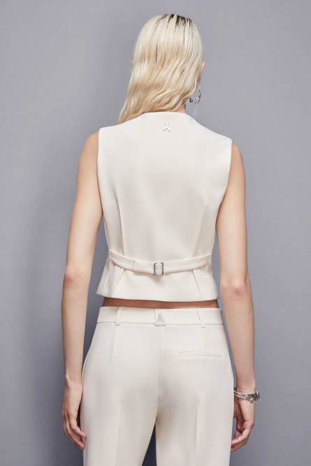 Stretch twill vest, Beige, Patrizia Pepe