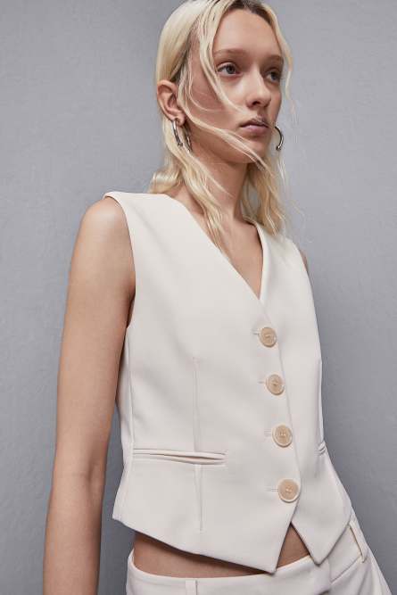 Stretch twill vest, Beige, Patrizia Pepe
