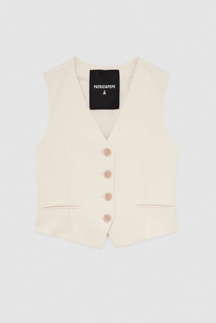 Stretch twill vest, Beige, Patrizia Pepe