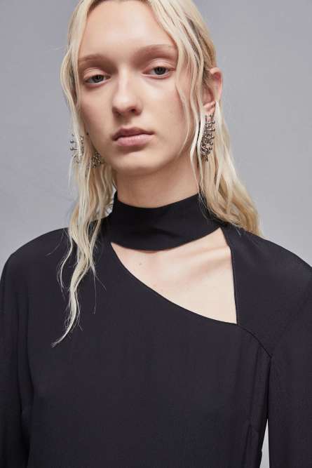 Casacca in crepe di viscosa, Nero, Patrizia Pepe