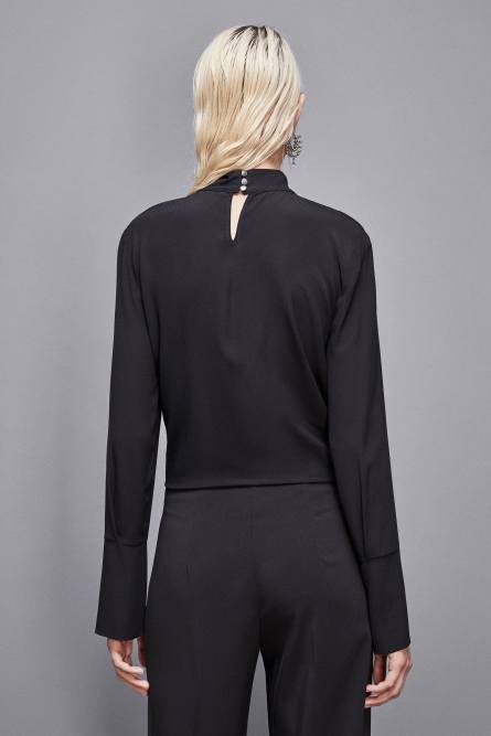 Casacca in crepe di viscosa, Nero, Patrizia Pepe