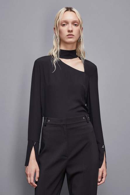 Casacca in crepe di viscosa, Nero, Patrizia Pepe