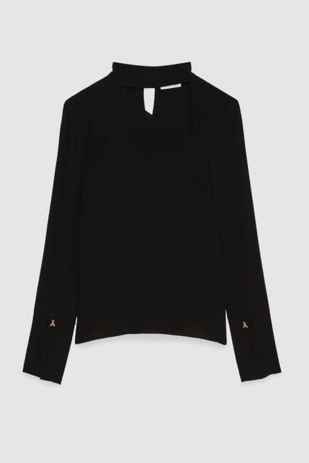 Casacca in crepe di viscosa, Nero, Patrizia Pepe