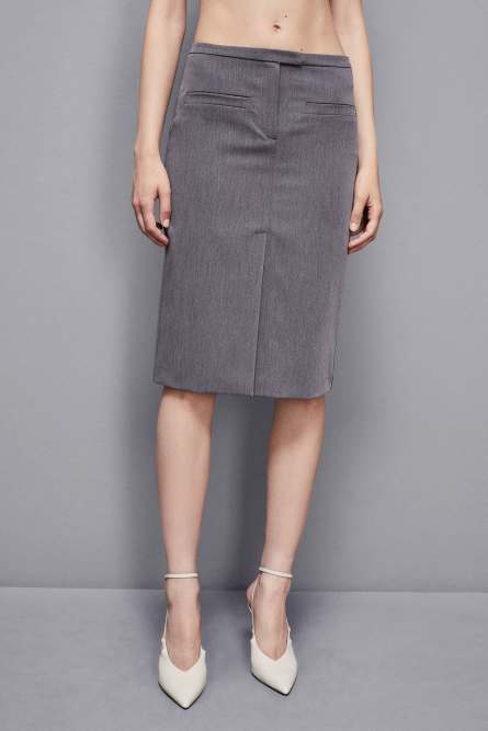 Falda con aberturas Essential de viscosa, Gris