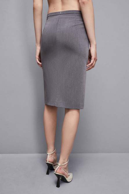 Falda con aberturas Essential de viscosa, Gris