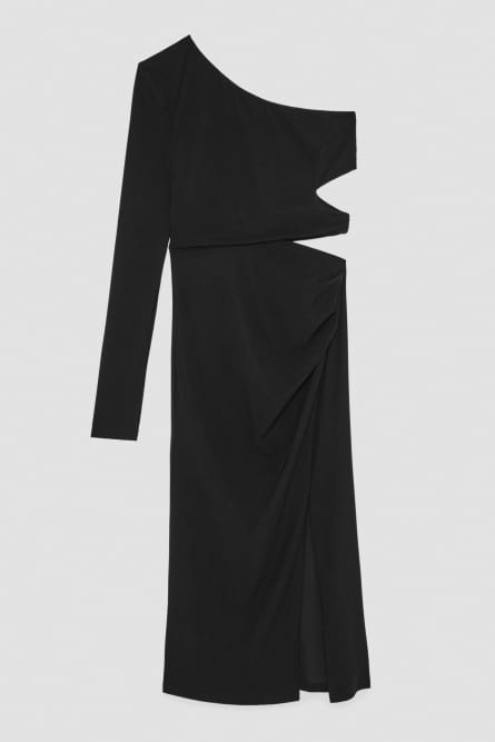 One-shoulder midi dress, Black, Patrizia Pepe