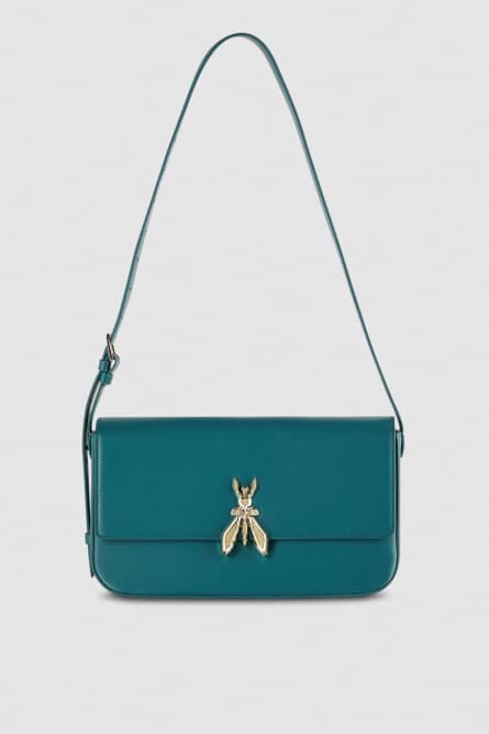 Leather bag with shoulder strap, Blue, Patrizia Pepe
