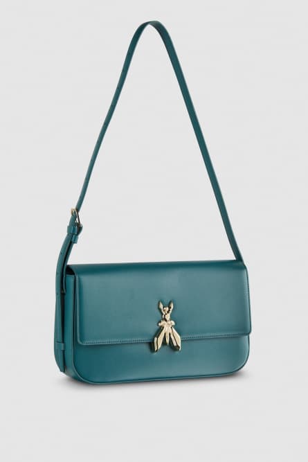 Leather bag with shoulder strap, Blue, Patrizia Pepe