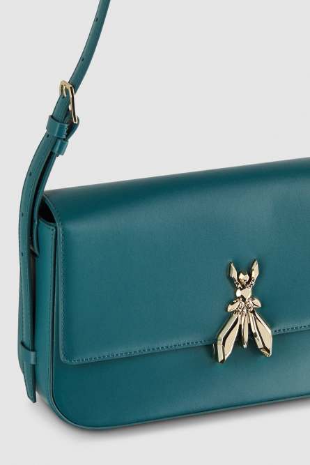 Leather bag with shoulder strap, Blue, Patrizia Pepe