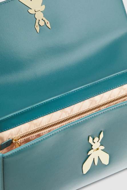 Leather bag with shoulder strap, Blue, Patrizia Pepe