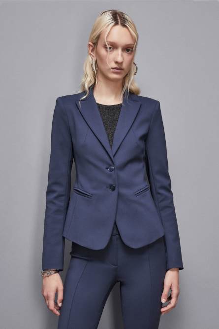 2-button slim jacket, Blue, Patrizia Pepe