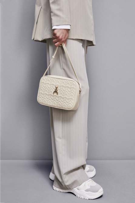 Quilted leather crossbody bag, White, Patrizia Pepe