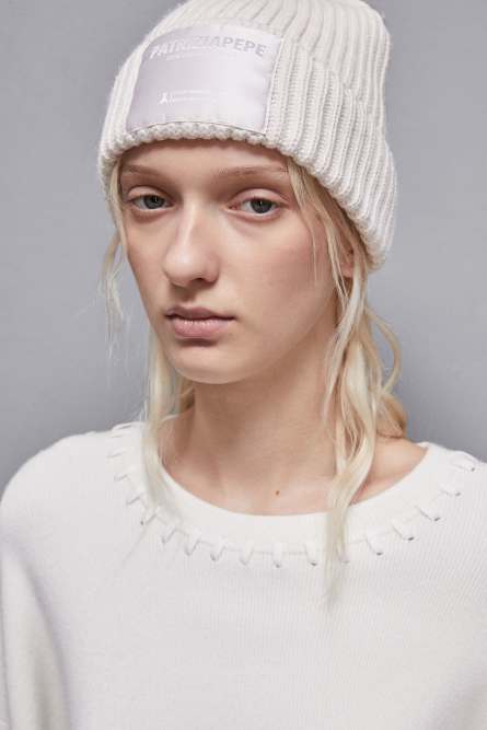 Bonnet en tissu côtelé, Blanc, Patrizia Pepe