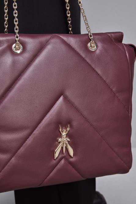 Leather bucket bag with zipper, Purple, Patrizia Pepe