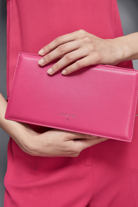 Leather shoulder pocket bag, Pink, Patrizia Pepe