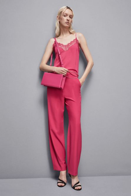 Leather shoulder pocket bag, Pink, Patrizia Pepe
