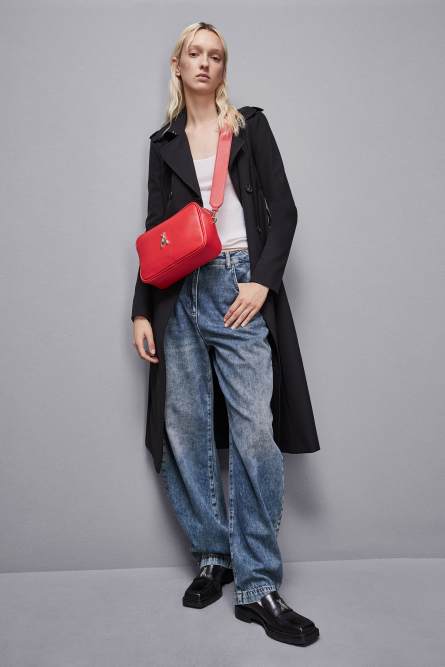Fly Camera leather bag with chain, Red, Patrizia Pepe