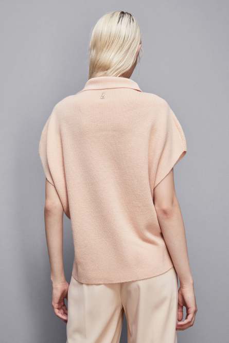 Organic wool fringed poncho, Beige, Patrizia Pepe
