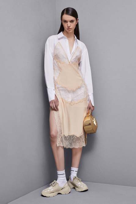 Chemisier en satin de viscose, Beige, Patrizia Pepe