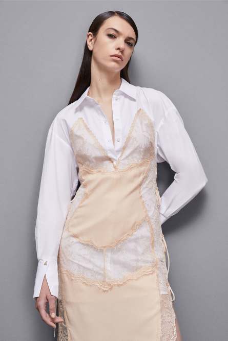 Chemisier en satin de viscose, Beige, Patrizia Pepe