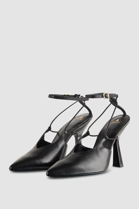 Astral buckle leather slingbacks, Black, Patrizia Pepe