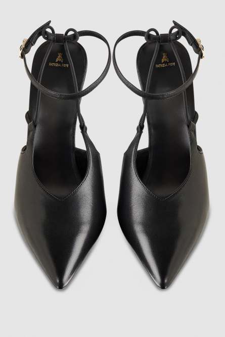 Astral buckle leather slingbacks, Black, Patrizia Pepe