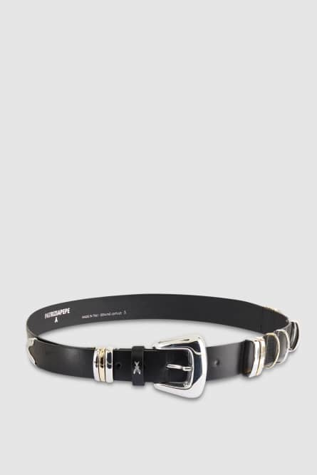 Low-waisted leather belt, Black, Patrizia Pepe