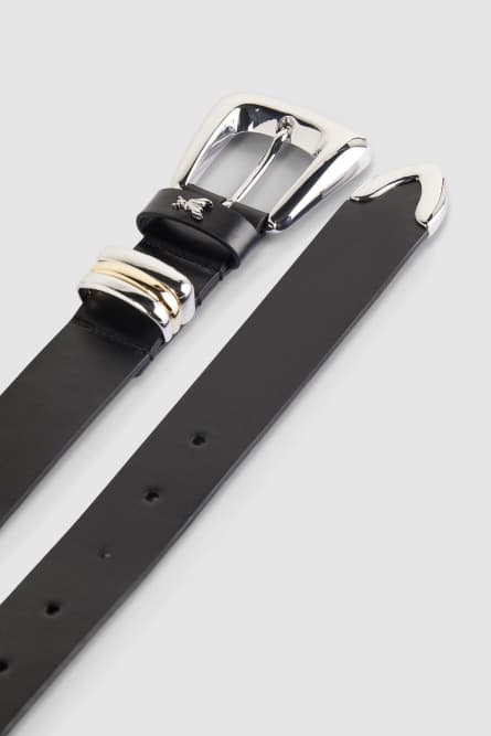 Low-waisted leather belt, Black, Patrizia Pepe