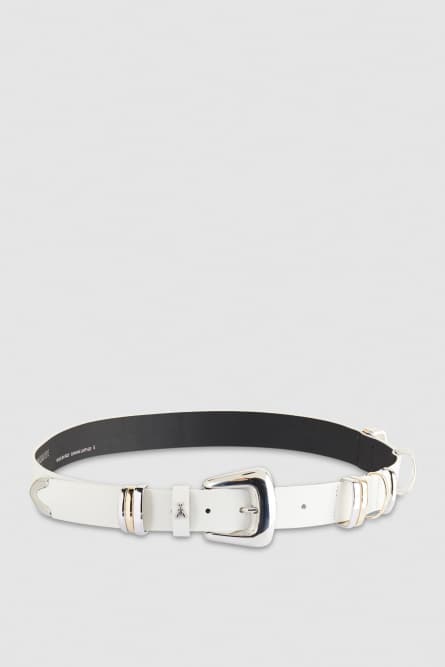 Low-waisted leather belt, White, Patrizia Pepe