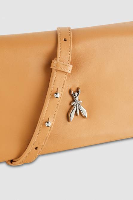 Leather shoulder bag with zipper, Brown, Patrizia Pepe