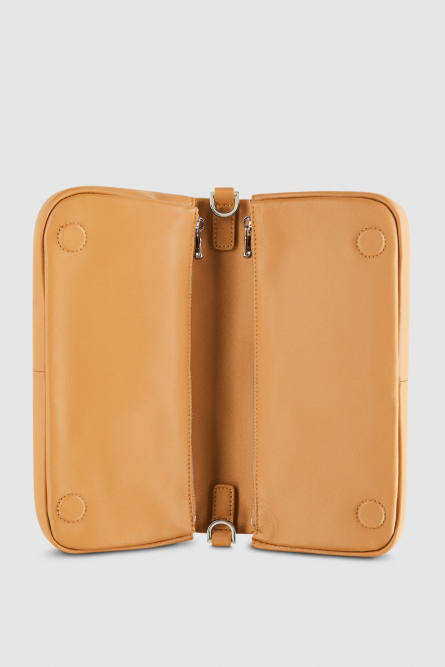 Leather shoulder bag with zipper, Brown, Patrizia Pepe