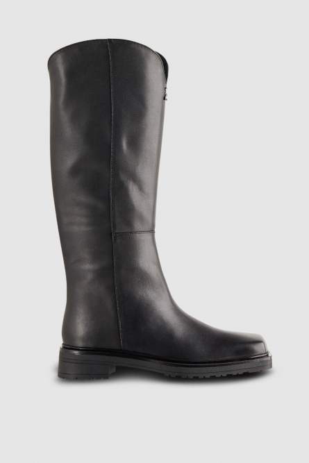 Leather square toe boots, Black, Patrizia Pepe