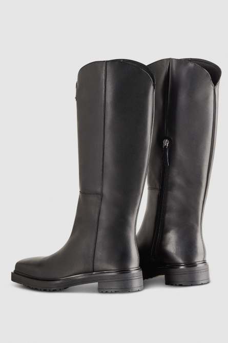 Leather square toe boots, Black, Patrizia Pepe