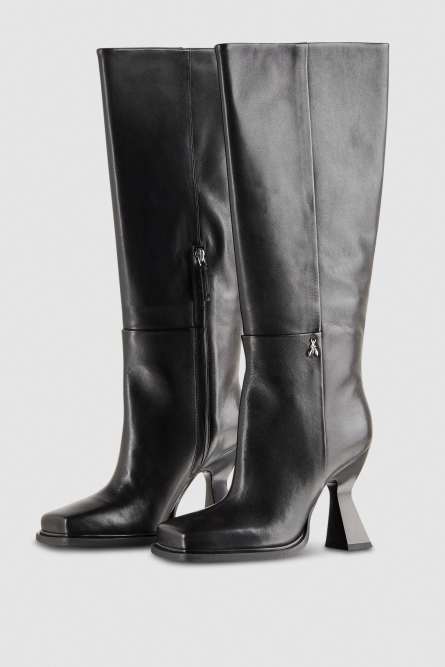 Astral chunky heeled leather boots, Black, Patrizia Pepe