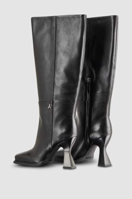 Astral chunky heeled leather boots, Black, Patrizia Pepe