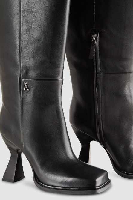 Astral chunky heeled leather boots, Black, Patrizia Pepe