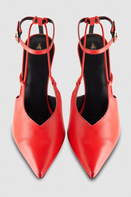 Astral buckle leather slingbacks, Red, Patrizia Pepe