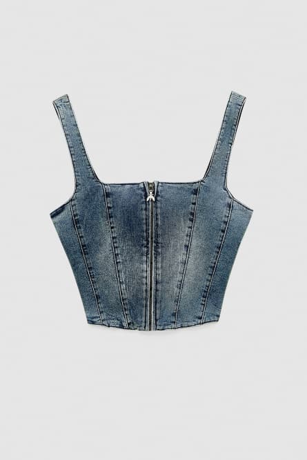 Stretch denim top, Light Blue, Patrizia Pepe