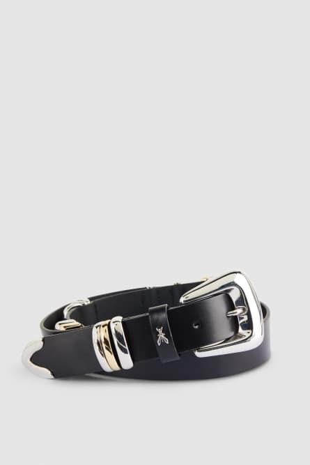 Low-waisted leather belt, Black, Patrizia Pepe