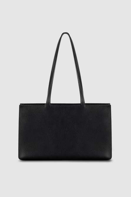 Bolso de piel con cremallera, Negro