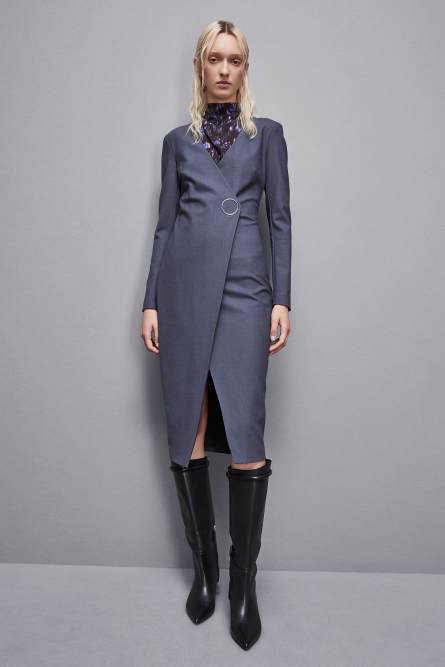 Slim Fit-Kleid aus Wolle Essential, Grau, Patrizia Pepe