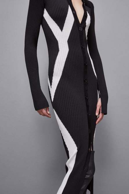 Viscose blend shirt dress, Black, White, Patrizia Pepe