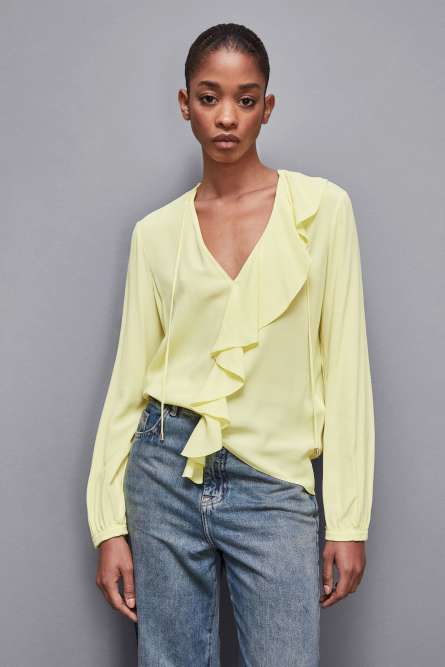 Essential crepe blouse, Yellow, Patrizia Pepe