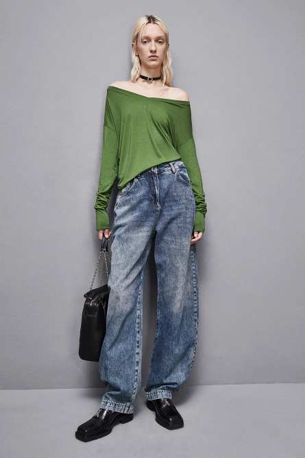 Essential viscose long-sleeved sweater, Green, Patrizia Pepe