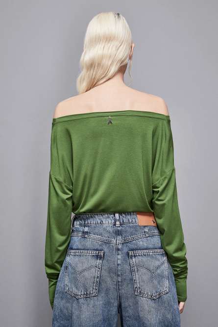 Essential viscose long-sleeved sweater, Green, Patrizia Pepe