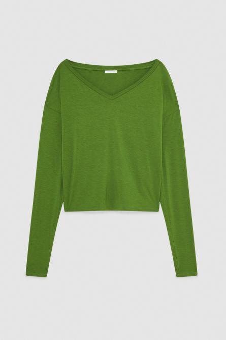 Essential viscose long-sleeved sweater, Green, Patrizia Pepe