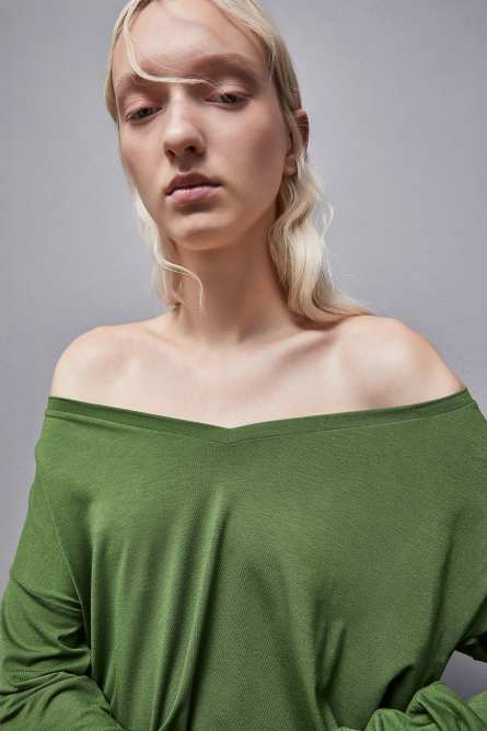 Essential viscose long-sleeved sweater, Green, Patrizia Pepe