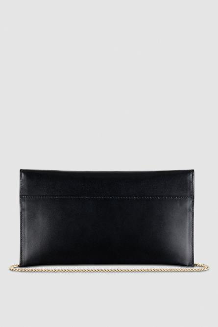 Fly leather clutch bag with chain, Black, Patrizia Pepe