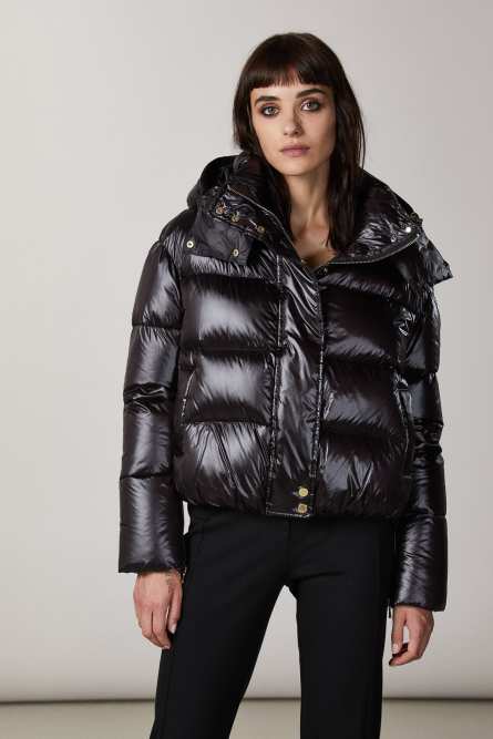 Short hooded down jacket, Black, Patrizia Pepe